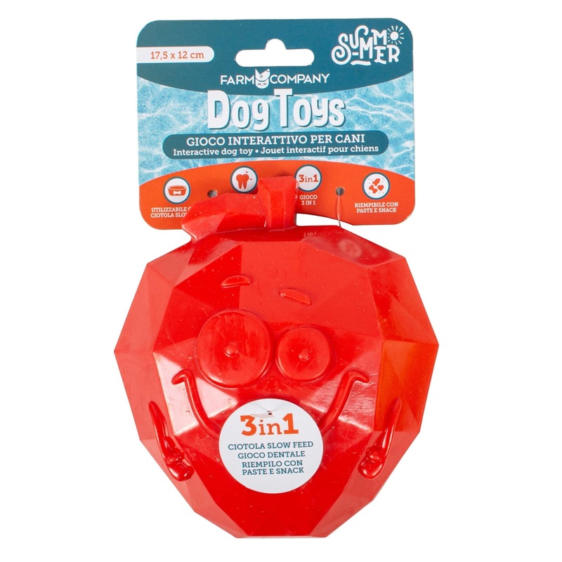 Farm Company Fruity TPR 3 in 1 Apple shaped dog Toy / Bowl / Licky Mat - 17,5 x 12 cm -