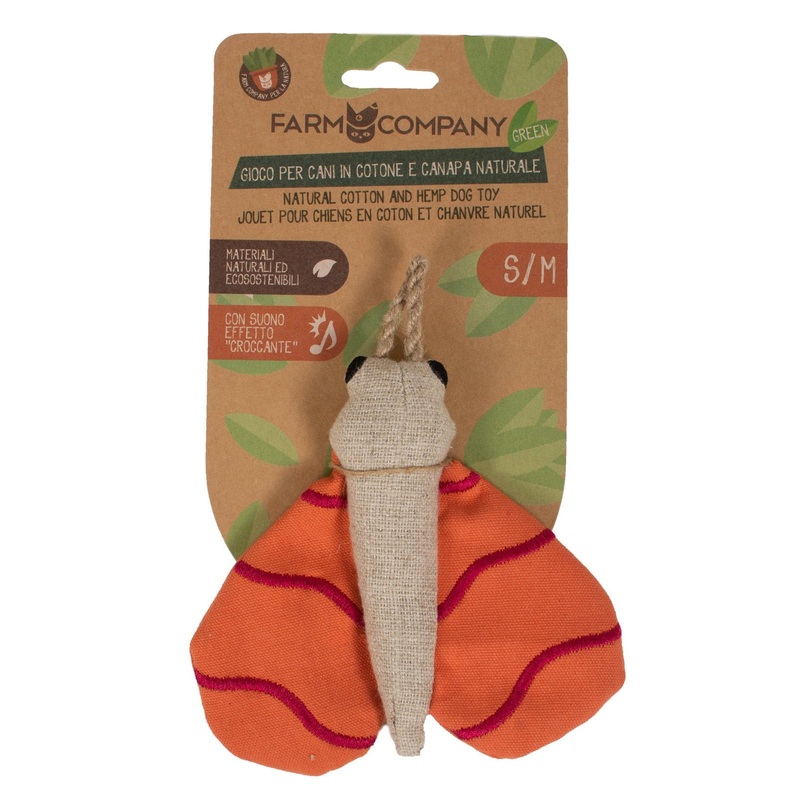 Farm Company Green Cotton & Hemp Butterfly Plush Toy  - S/M 16 cm -