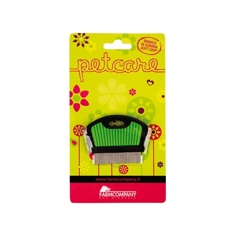 Farm Company Plastic Flea Comb with Flat Handle and with Rubber Soft Grip -