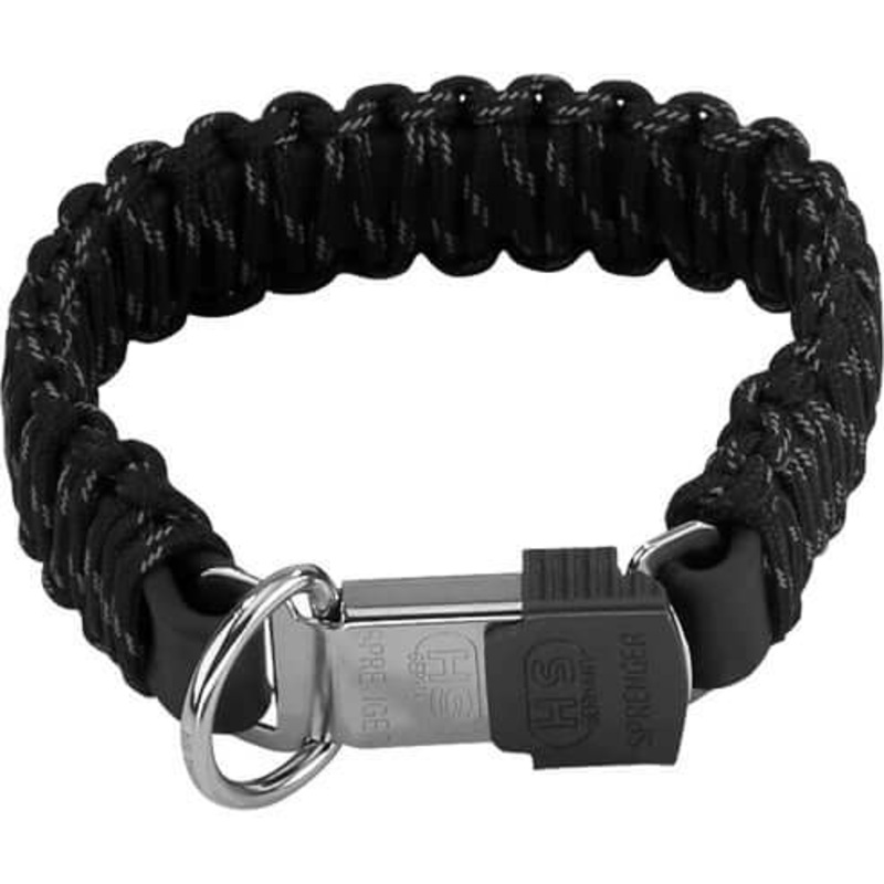 Herm Sprenger PARACORD Collar - reflecting, black, 45 cm / 18" -