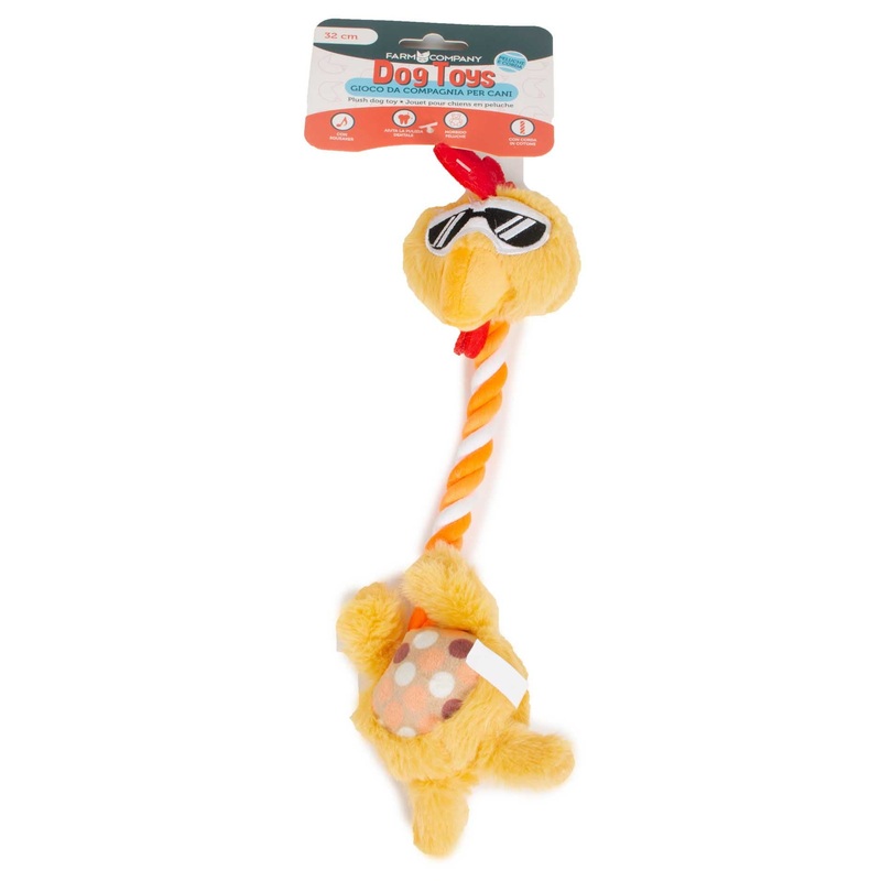 Farm Company Plush & Rope Chicken toy - 32x9 cm -