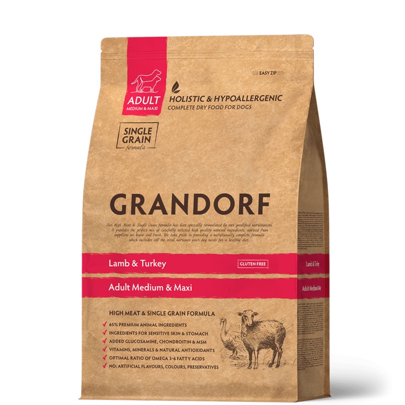 Grandorf Lamb & Turkey  -  Adult Medium & Maxi Dog 1kg -