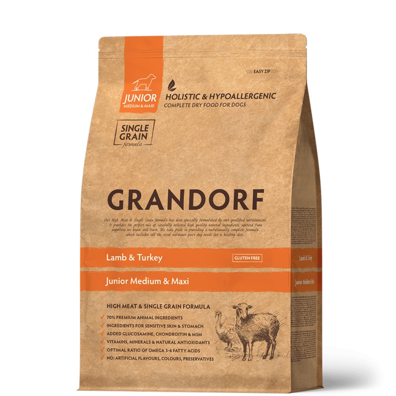Grandorf Lamb & Turkey  -  Junior Medium & Maxi Dog 1kg -
