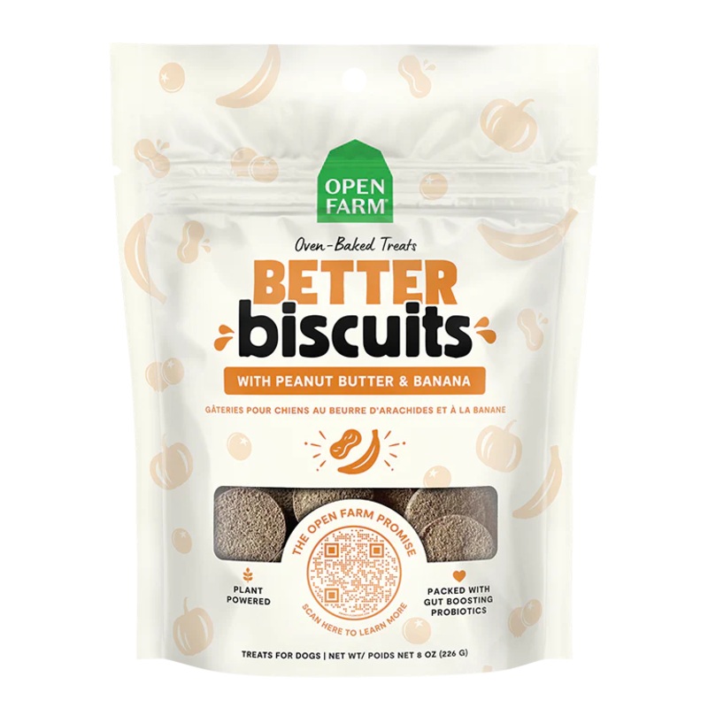 Open Farm Better Biscuits With Peanut Butter & Banana Recipe Dog Treat
