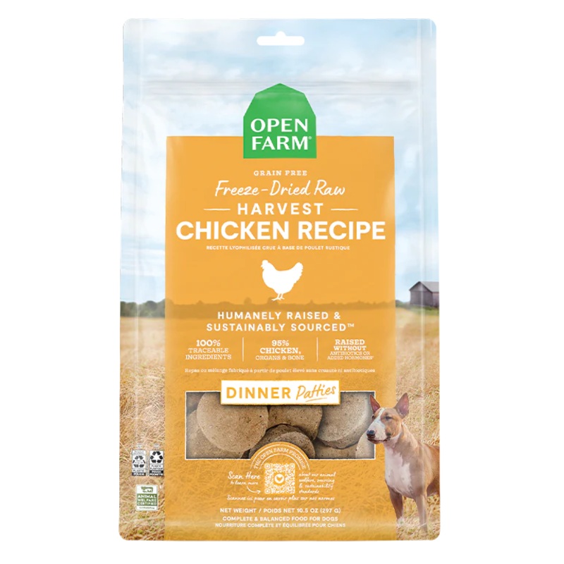 Open Farm Harvest Chicken Freeze Dried Raw Patties Dog Food