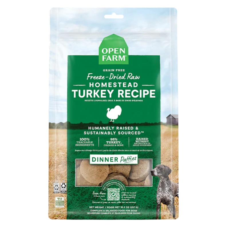 Open Farm Homestead Turkey Freeze Dried Raw Patties Dog Food