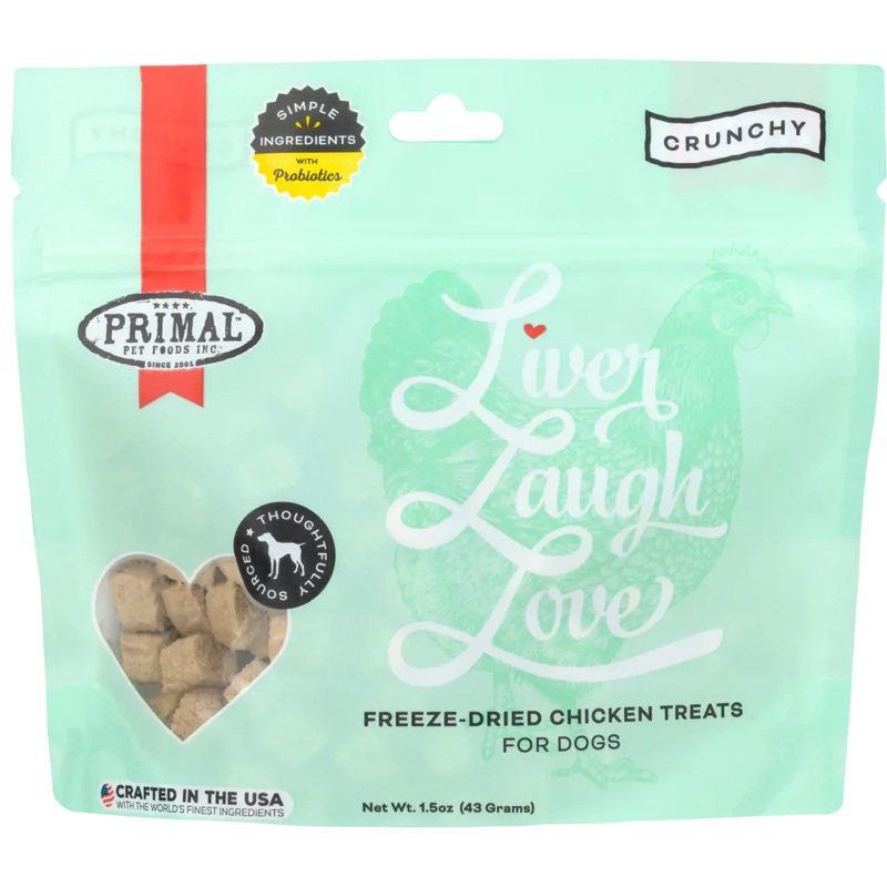 Primal Liver Laugh Love Freeze Dried Chicken Liver Dog Treat