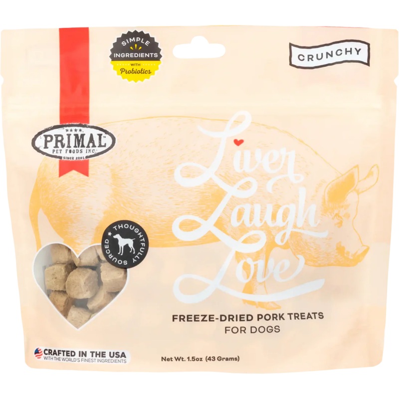 Primal Liver Laugh Love Freeze Dried Pork Liver Dog Treat