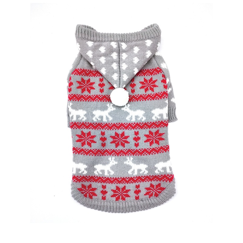 Doggie-Q Red Patterned Hoodie Sweater