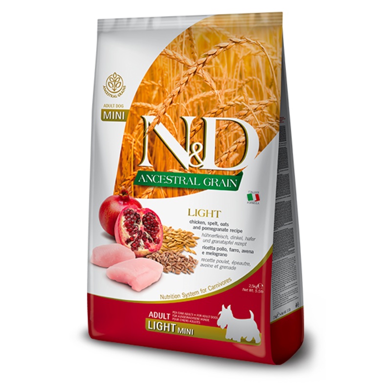 Farmina N&D Ancestral Grain Chicken & Pomegranate Dry Food For Adult Dogs - Light Mini