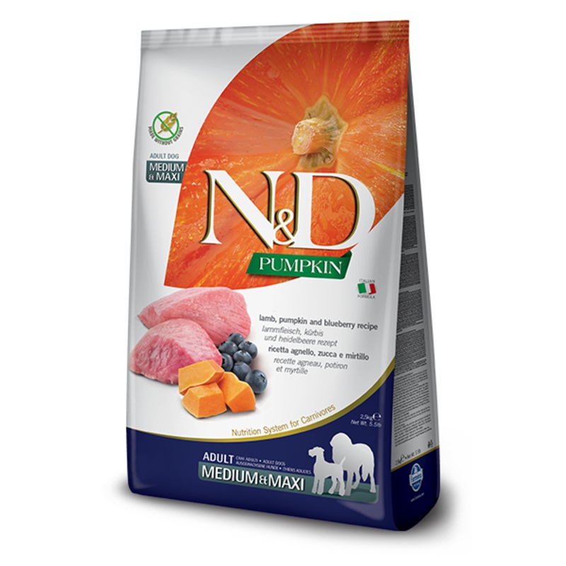 Farmina N&D Lamb, Blueberry & Pumpkin Dry Food For Adult Dogs - Medium & Maxi