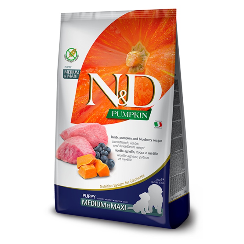 Farmina N&D Lamb, Blueberry & Pumpkin Dry Food For Puppy - Medium/Maxi