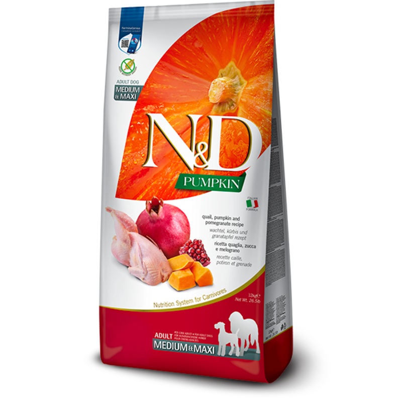 Farmina N&D Quail, Pomegranate & Pumpkin Dry Food For Adult Dogs - Medium/Maxi