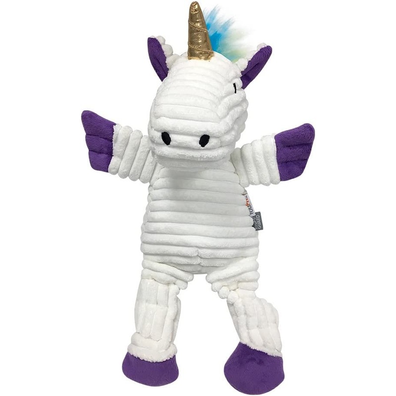 foufouBRANDS fouFIT Rainbow Bright Knotted White Unicorn Large Dog Toy