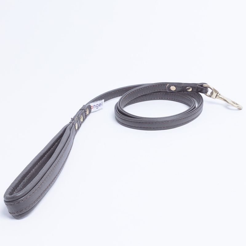 Angel Leather Padded Handle Leash (Alpine)