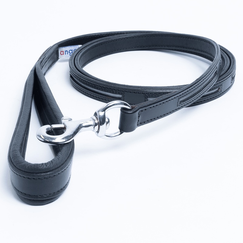 Angel New York Leather Reflective Leash 72" x 3/4" Black