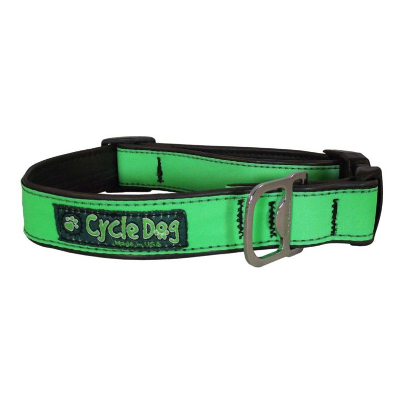 Cycle Dog Collar - Green MAX Reflective (6"-12")
