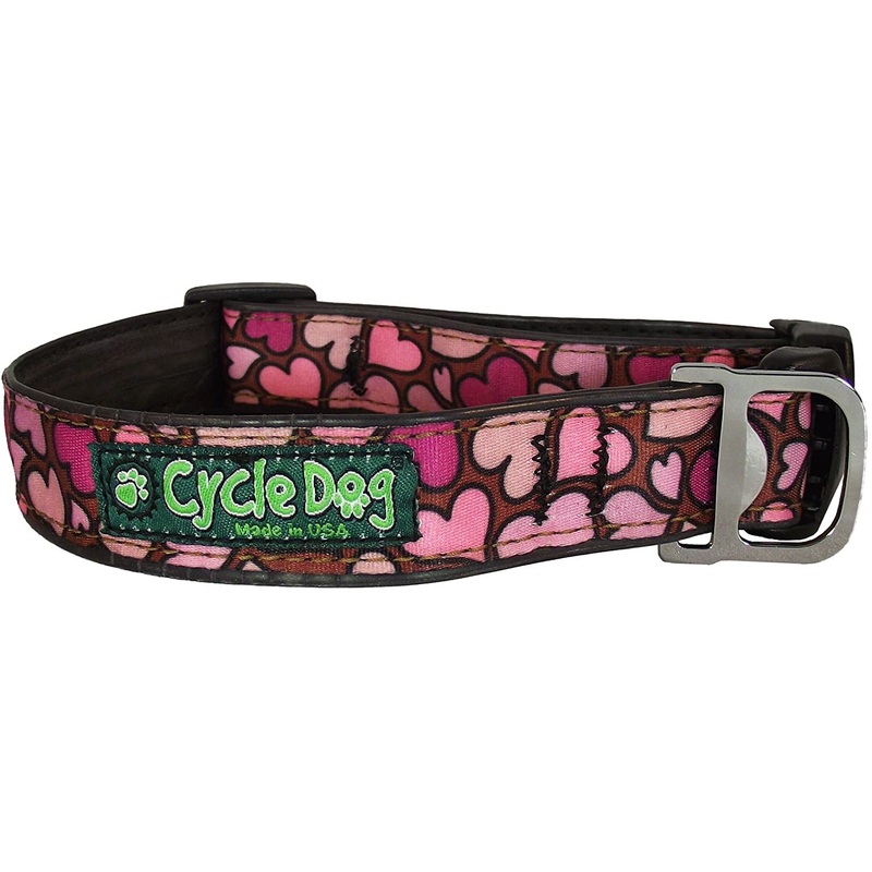 Cycle Dog Collar - Pink Heart (6" - 12")