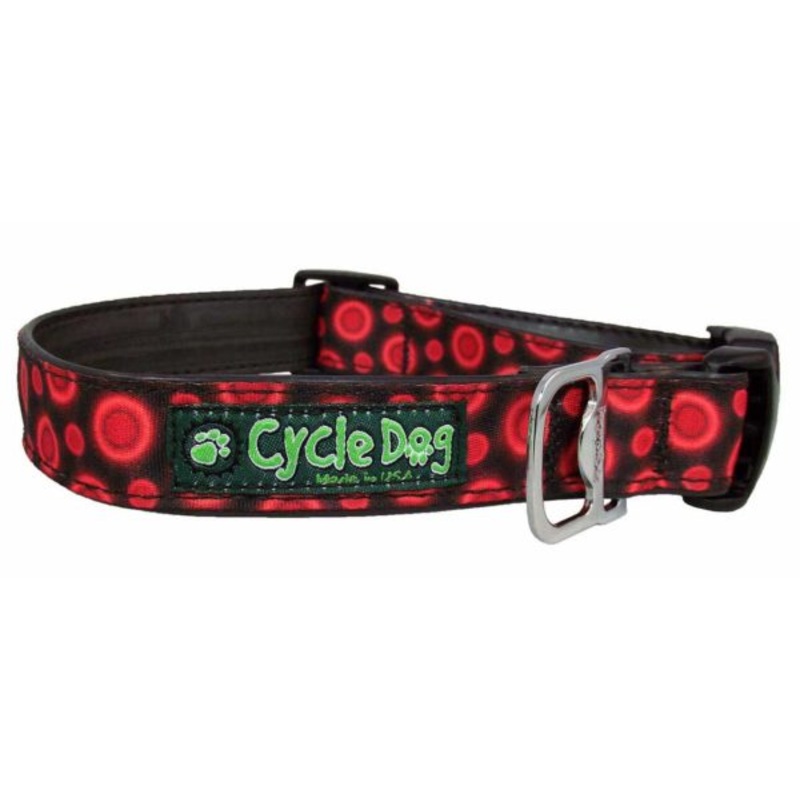 Cycle Dog Collar - Red SpaceDots (17" - 27")