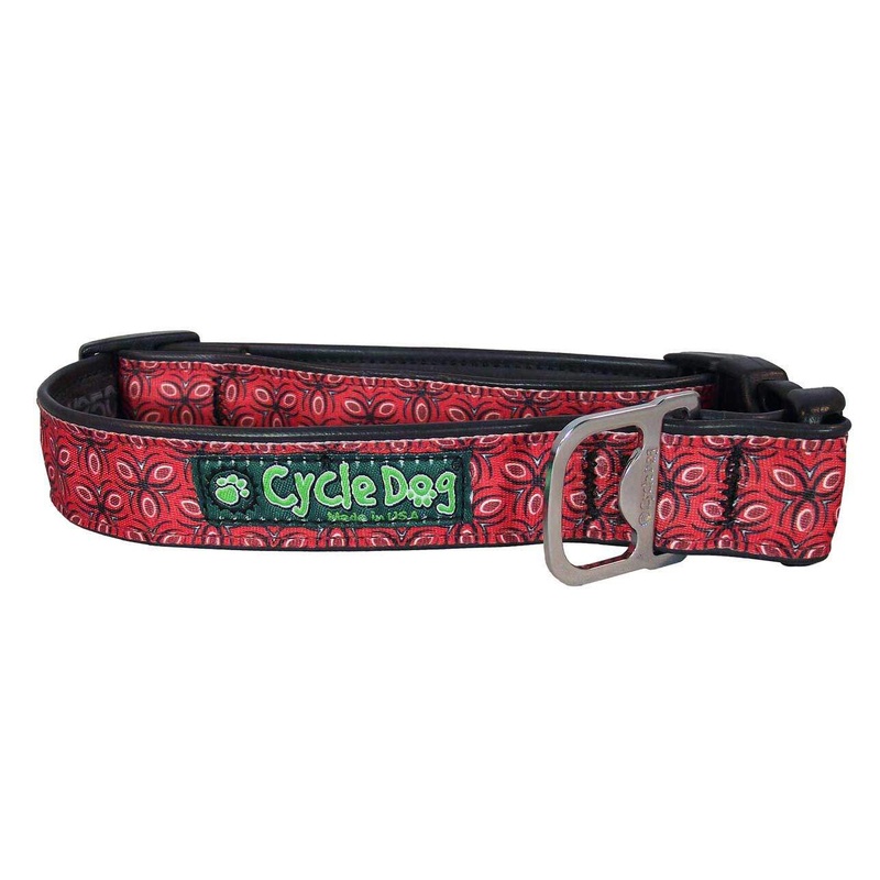 Cycle Dog Collar - Red Tri-Style (12" - 21")