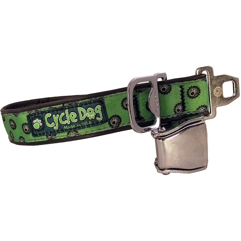 Cycle Dog Collar with Metal Buckle - Green Icon (12"-21")