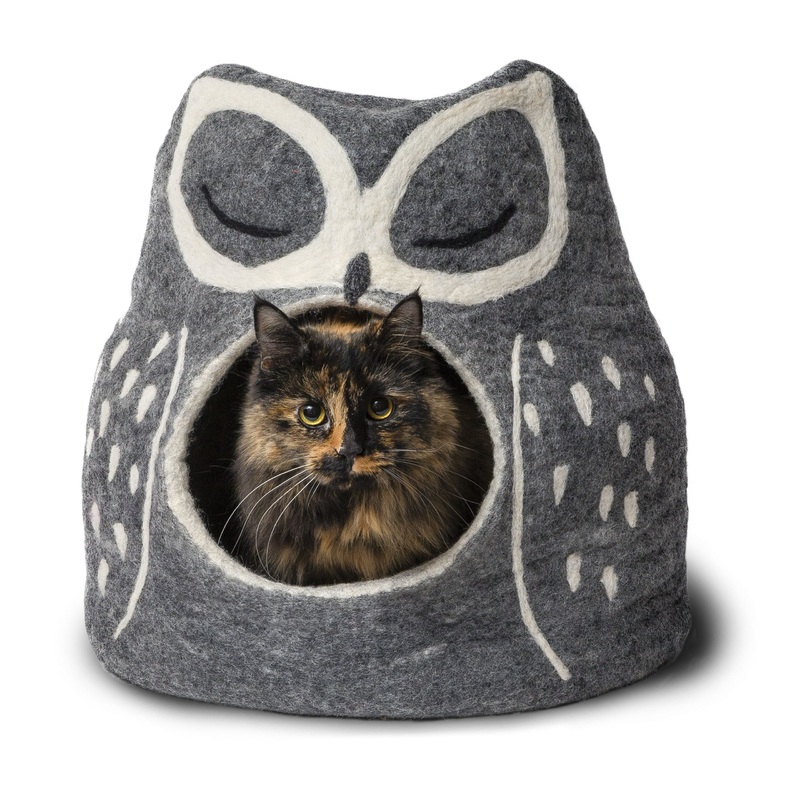 Dharma dog Karma Cat Wool Cave - Grey Owl Cave
