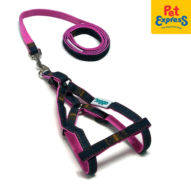 Doggo Denim Strong Harness Medium Pink