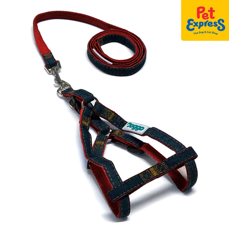 Doggo Denim Strong Harness Small Red