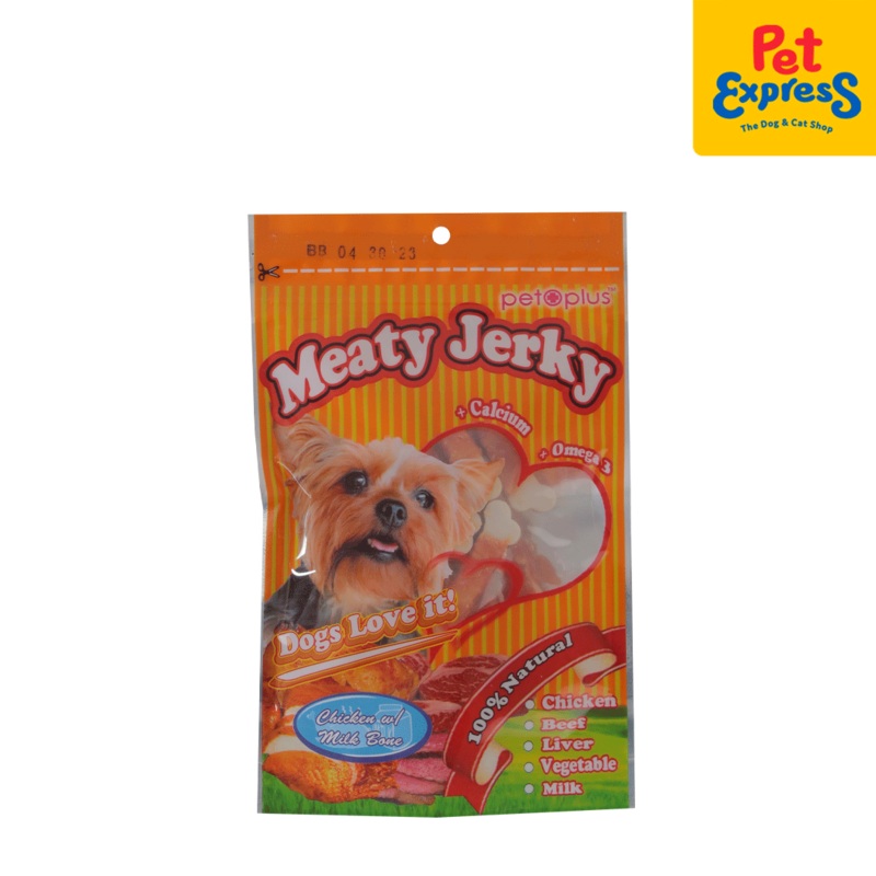 Pet Plus Meaty Jerky Chicken Milk Bone Strips Dog Treats