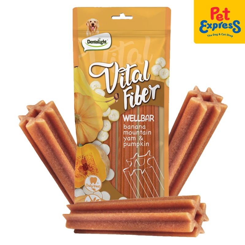 Dentalight Vital Fiber Grain Free Wellbar Stick Banana, Mountain Yam, Pumpkin Dog Treats 3s 250g