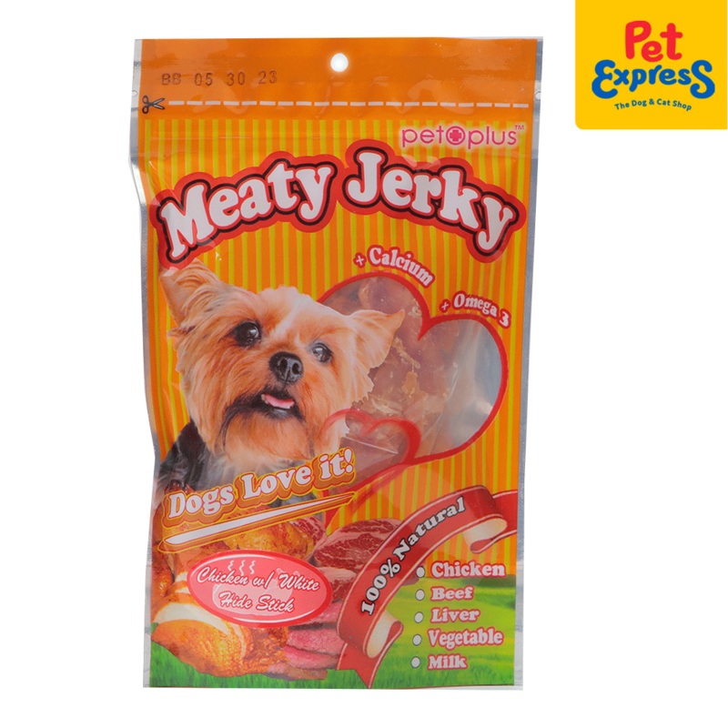 Pet Plus Meaty Jerky Chicken White Hide Stick Dog Treats