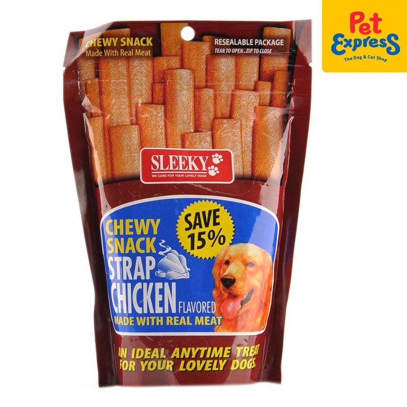 Sleeky Chewy Snack Strap Chicken Dog Treats 175g