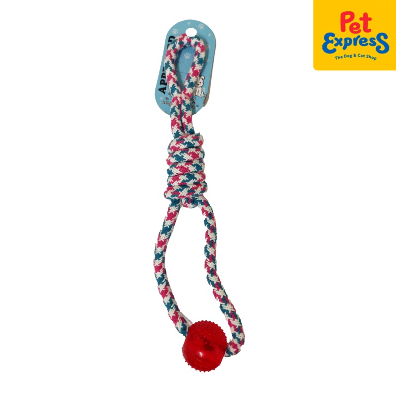 Approved Knotted Houndstooth Loop with Spike Ball Dog Toy Pink Blue