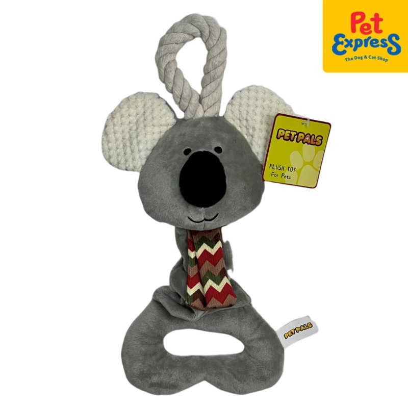 Pet Pals Plush Squeaky Elastic Koala with Rope Dog Toy 34cm
