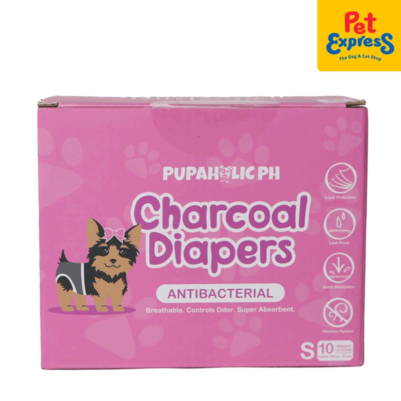 Pupaholic Antibacterial Charcoal Female Dog Diaper 10s