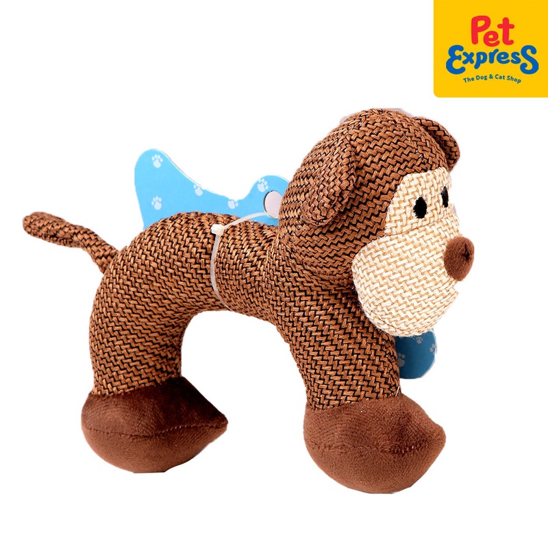 Approved Plush Brown Monkey Dog Toy