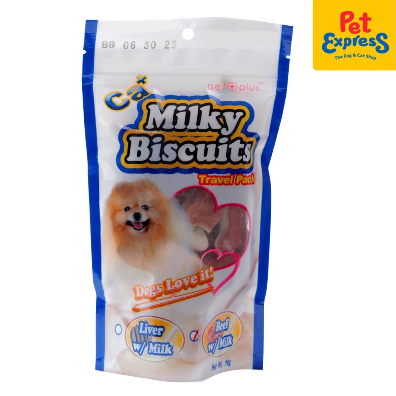Pet Plus Calcium Milky Biscuit Travel Pack Beef and Milk Dog Treats 70g