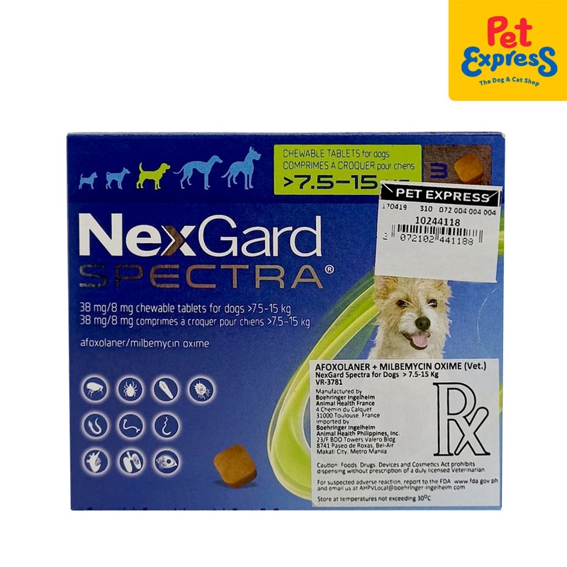 NexGard Spectra Chewable Tablet for Medium Breed Dogs >7.5-15kg (3 tablets)