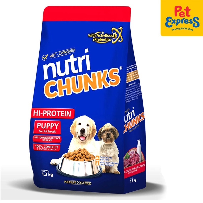 Nutri Chunks Puppy Hi Protein Lamb Chicken Liver and Milk Dry Dog Food 1.3kg