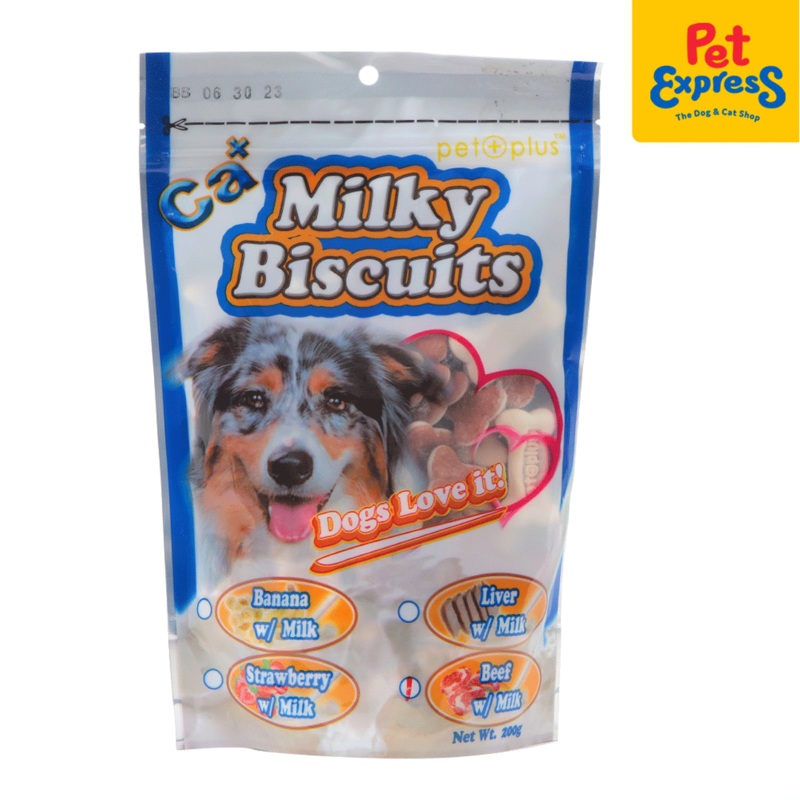 Pet Plus Calcium Milky Biscuit Beef and Milk Dog Treats 200g