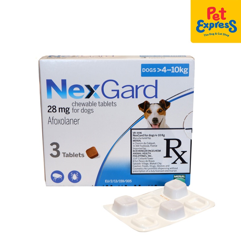 NexGard Chewable Tablet for Medium Breed Dogs >4-10kg / 10-24lbs (3 tablets)