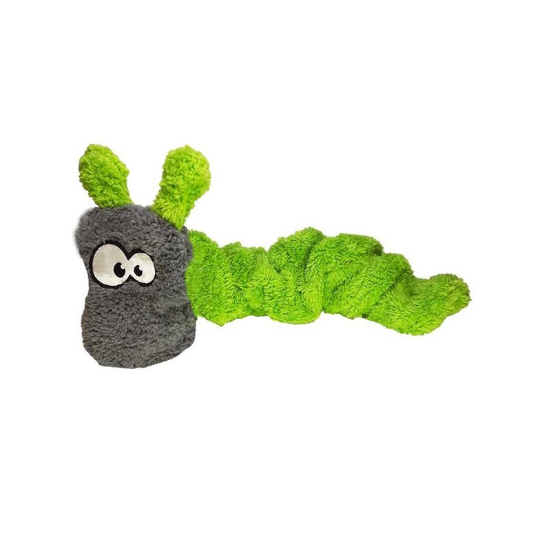 Cycle Dog Duraplush Coil Green/Grey Caterpillar Dog Toy