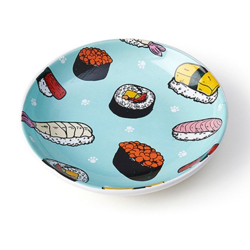 PetRageous Designs Sushi 5" Saucer Teal White 2.5oz