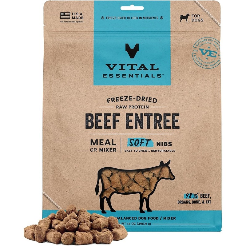 Vital Essentials Freeze-Dried Beef Soft Nibs Raw Dog Food 14oz