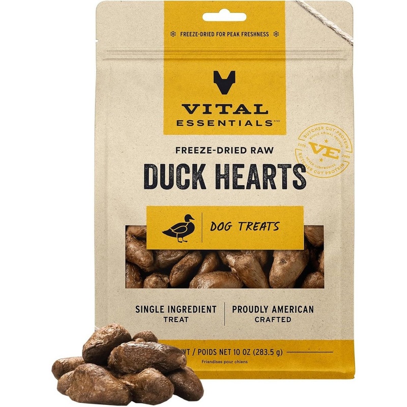 Vital Essentials Freeze Dried Duck Hearts Dog Treats 150Ct