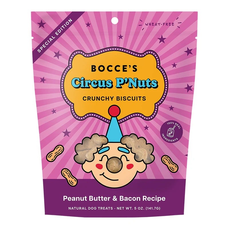 Bocce's Circus P'Nuts Crunchy Biscuits Dog Treats 6oz