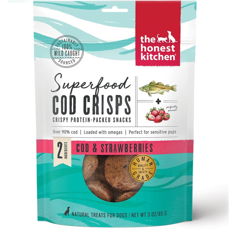 Honest Kitchen Superfood Cod Crisps Strawberry Dog Treats 3oz