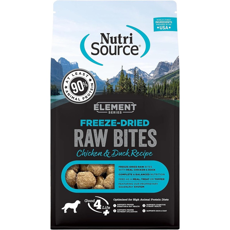 NutriSource Element Series Freeze-Dried Chicken Duck Raw Bites for Dog 10oz