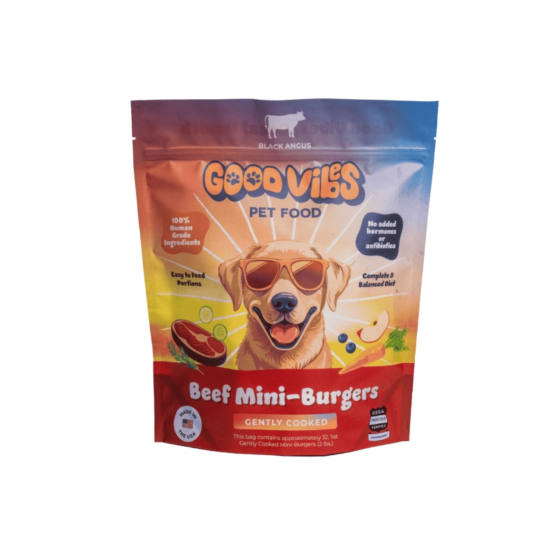 Good Vibes Beef Gently Cooked Frozen Dog Food 2lb Bag