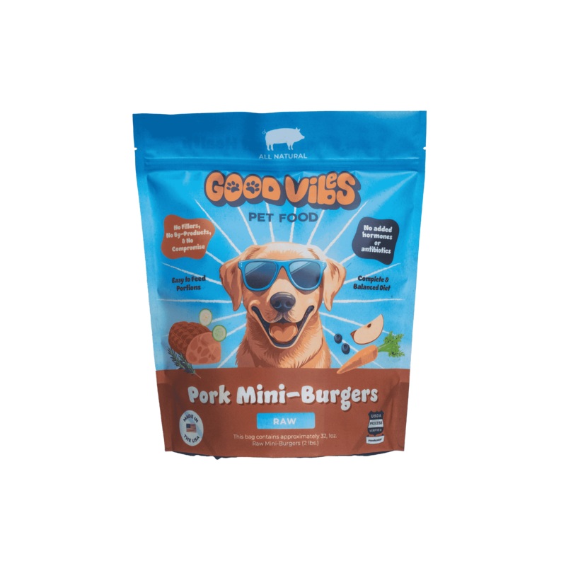 Good Vibes Pork Raw Frozen Dog Food 6lb Bag